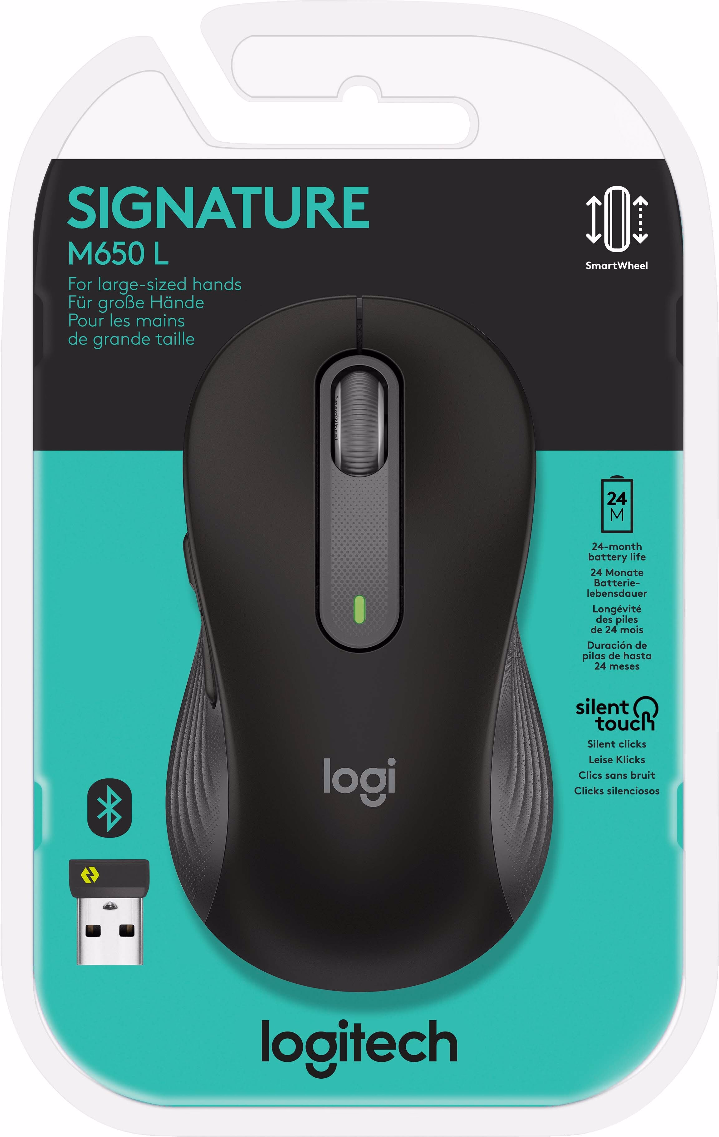 LOGITECH SOURIS M650L Signature Bluetooth GRAPHITE - vue 3
