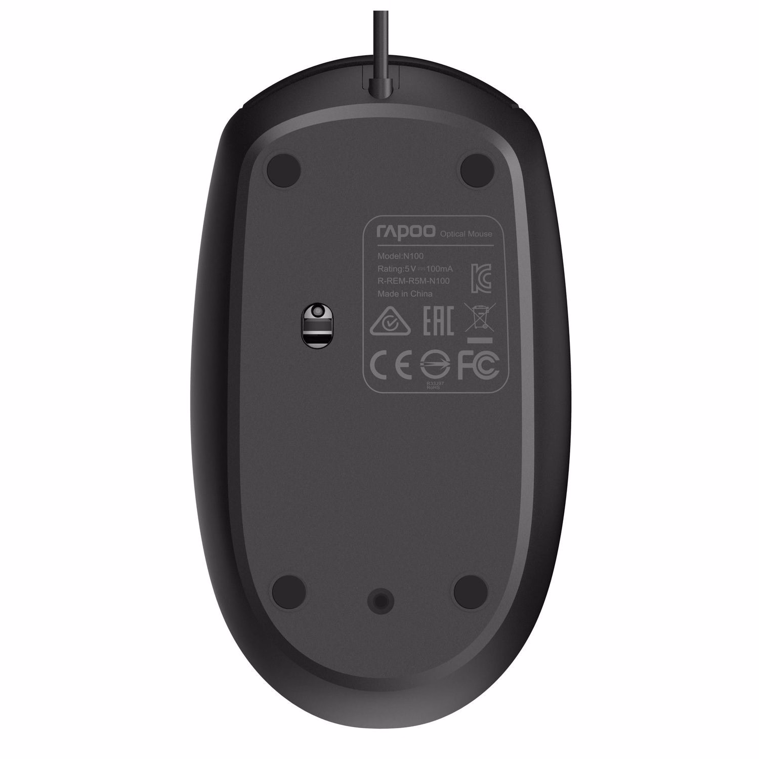 Rapoo N100 Souris optique filaire USB Ambidextre Noir - vue 3