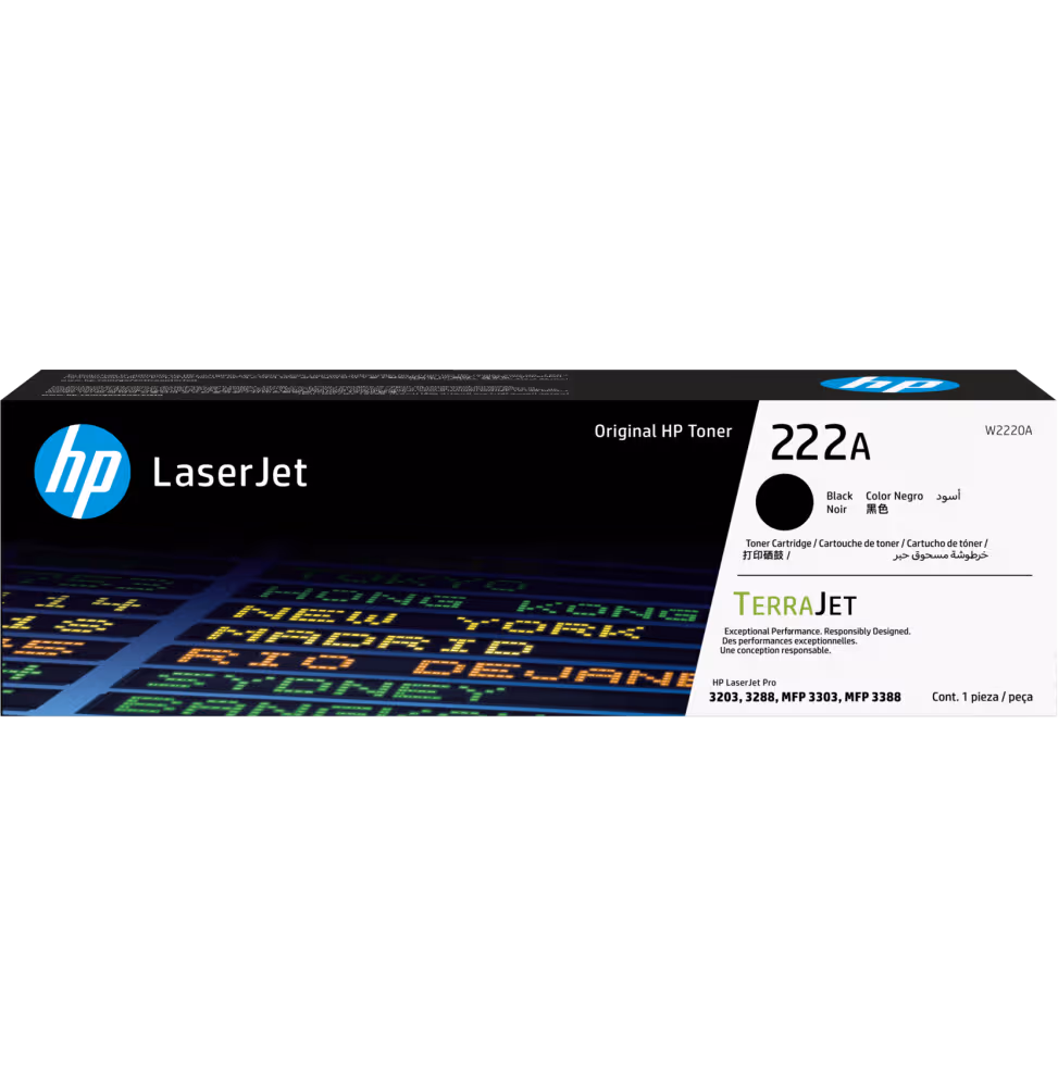 HP 222A Original Noir LaserJet Cartouche de Toner [W2220A]