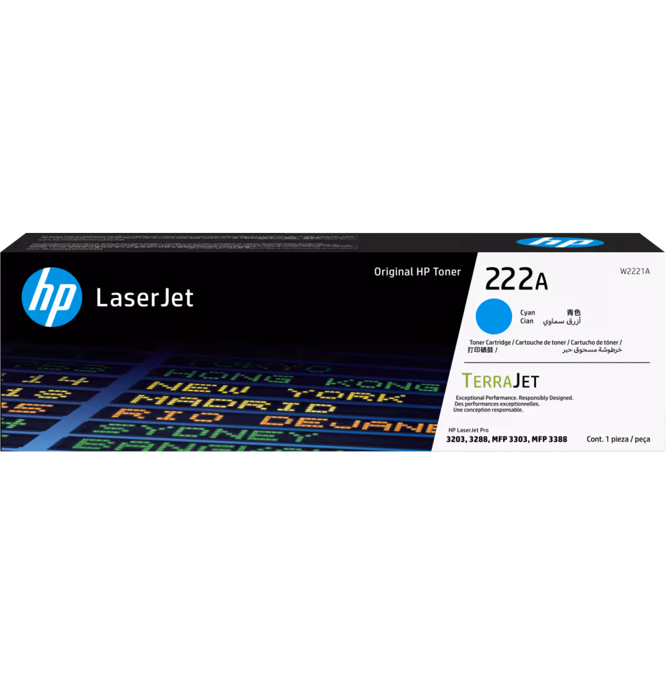 HP 222A Cyan Original LaserJet Cartouche de Toner [W2221A]