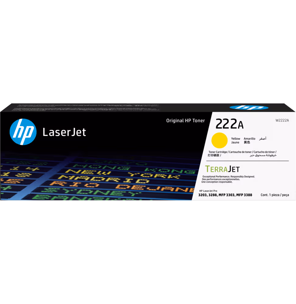 HP 222A Jaune Original LaserJet Cartouche de Toner [W2222A]