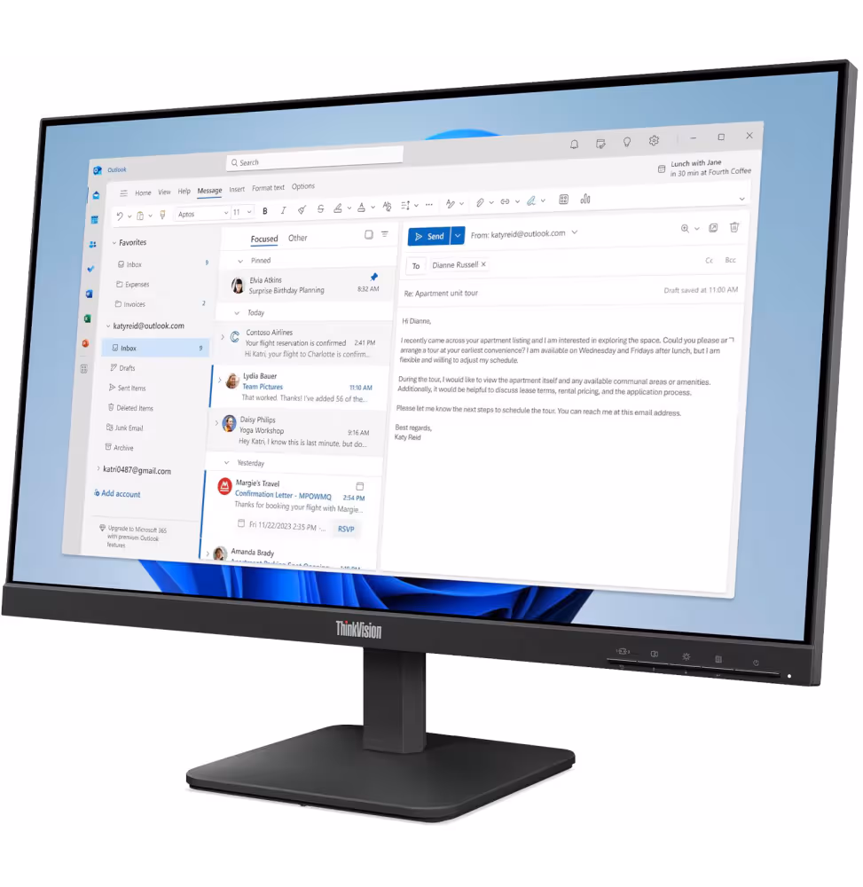 Lenovo Monitor S24-4e 23.8  FHD [64B5KAT1EU] - vue 3