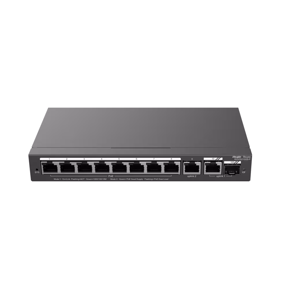 Reyee Switch 10 Ports GB 8 PoE 1RJ45 1SFP 120W [RG-ES210GS-P]