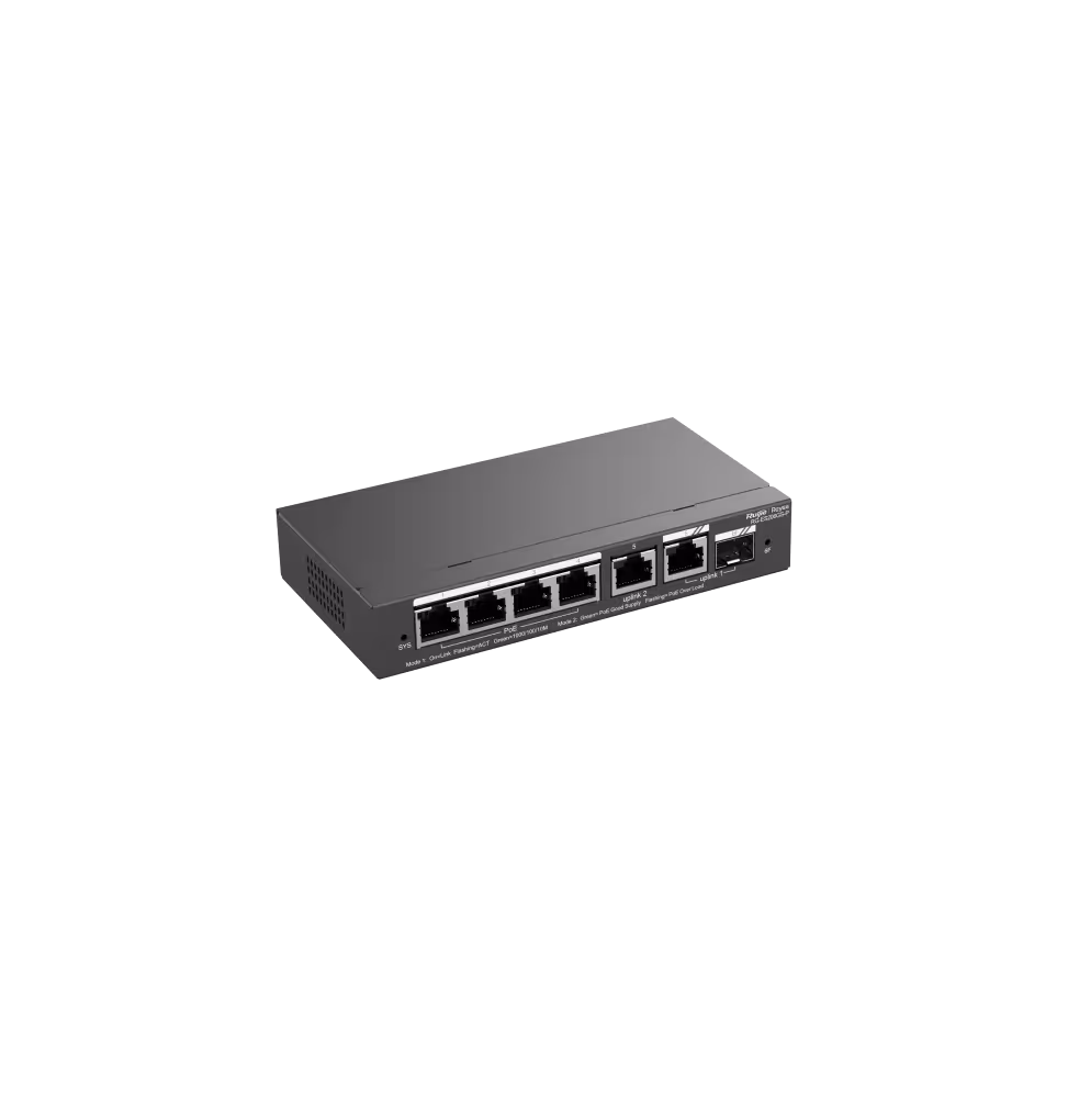 Reyee Switch 6-Ports GB 4 PoE 2 Uplink RJ45 54W [RG-ES206GS-P] - vue 2