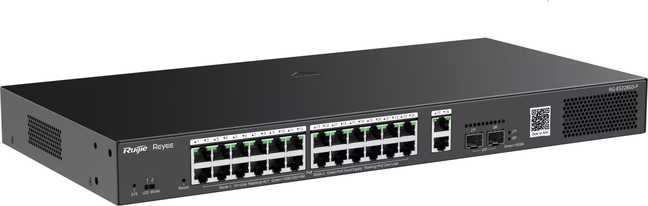 Switch Administrable Reyee  28 Ports - 24 PoE+ / 2SFP 370W [RG-ES228GS-P]