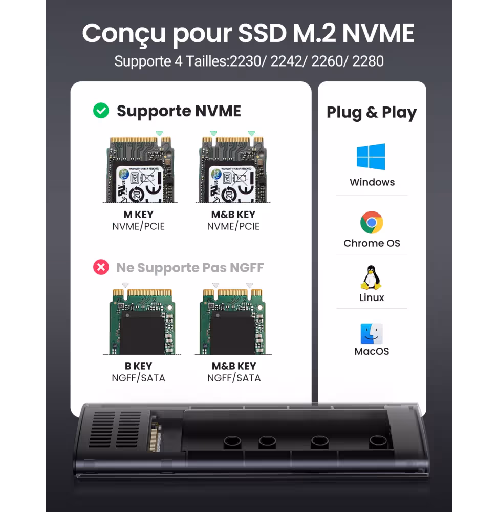Ugreen Boitier Disque Dur Externe Nvme M2 [10902] - vue 3