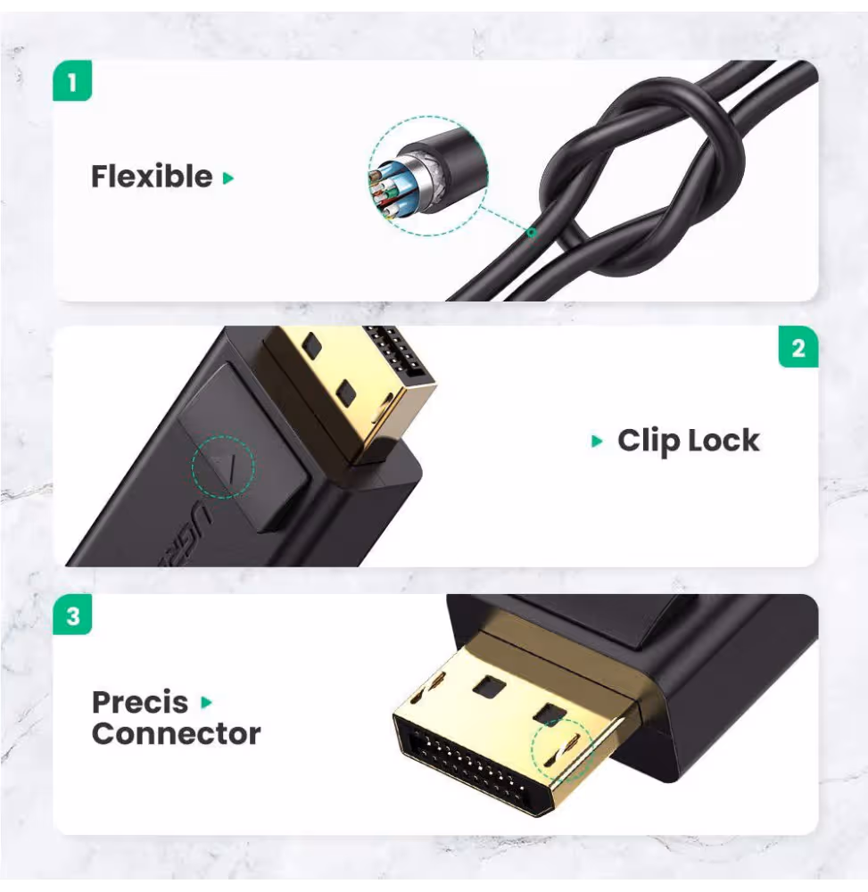 Ugreen Cable DP Male to HDMI Female  4K 30HZ [40363] - vue 3