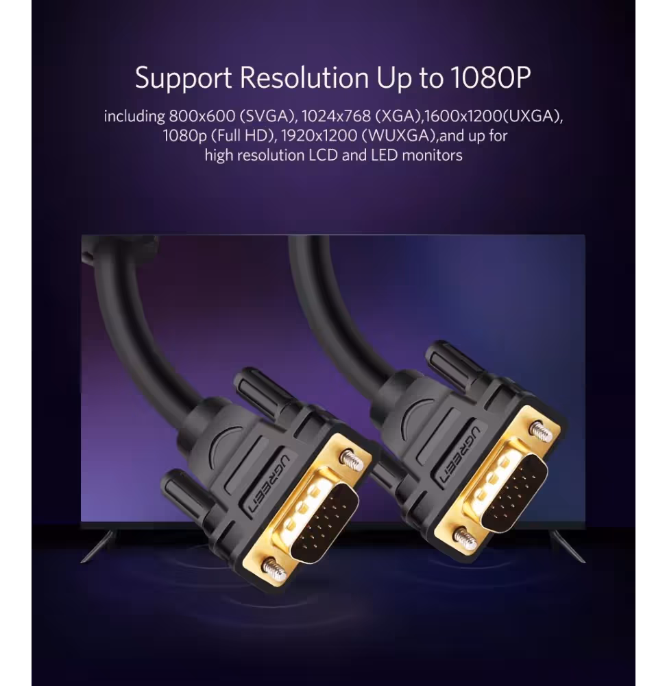 Ugreen Cable VGA Male to Male 3M [11631] - vue 3