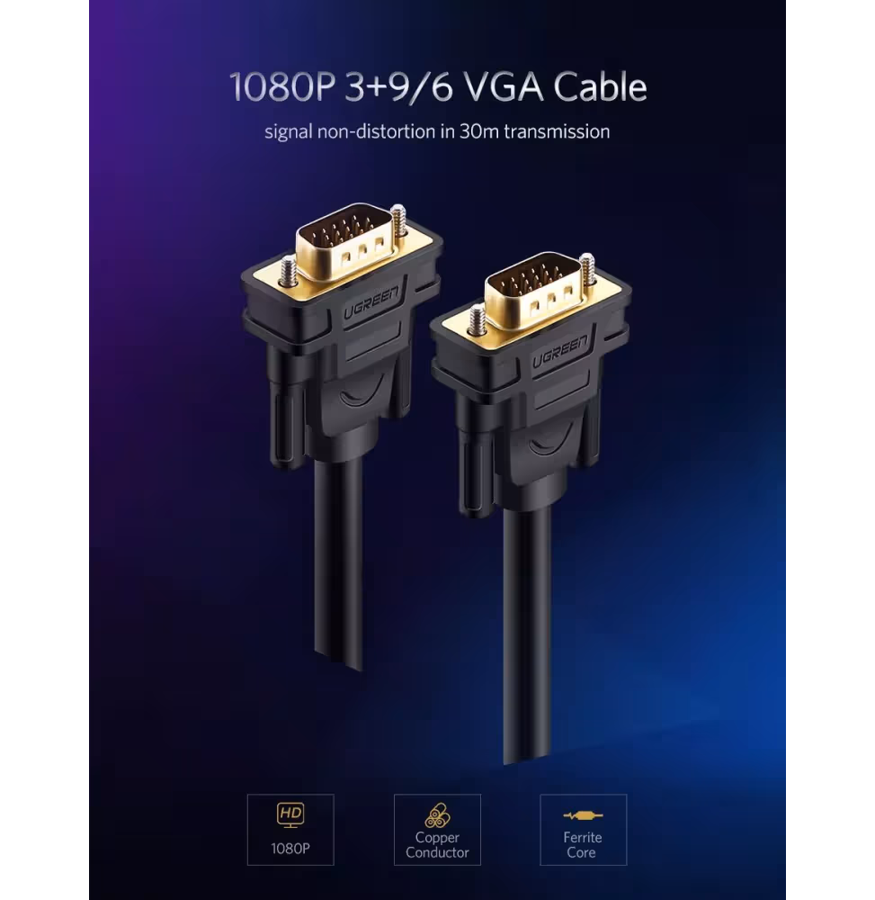 Ugreen Cable VGA Male to Male 3M [11631] - vue 4