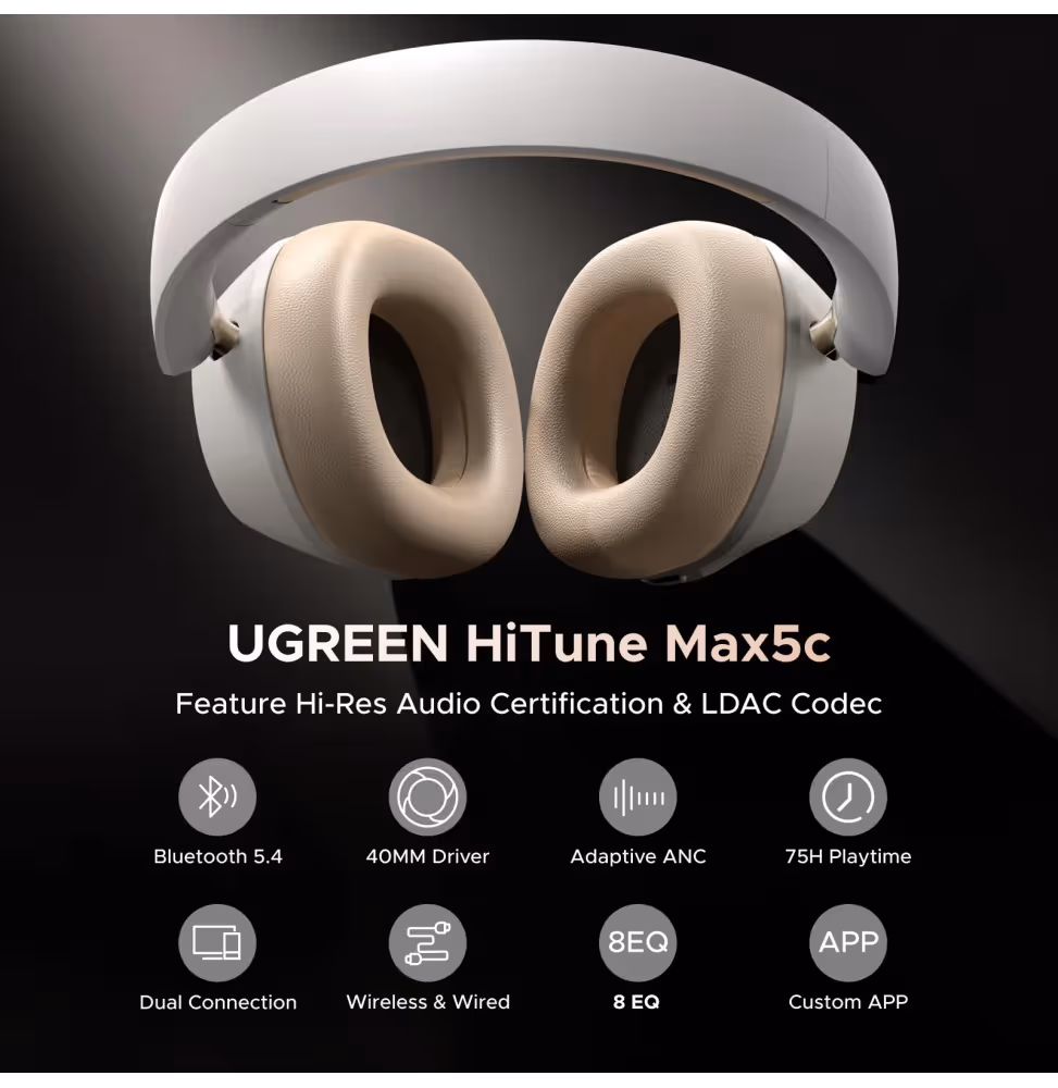Ugreen Casque HiTune Max5c Hybrid Anc Blanc [35758] - vue 6