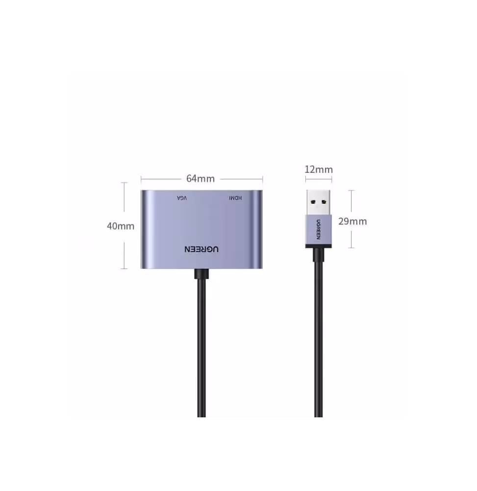 Ugreen Convertisseur USB-A 3.0 to HDMI VGA [20518] - vue 3
