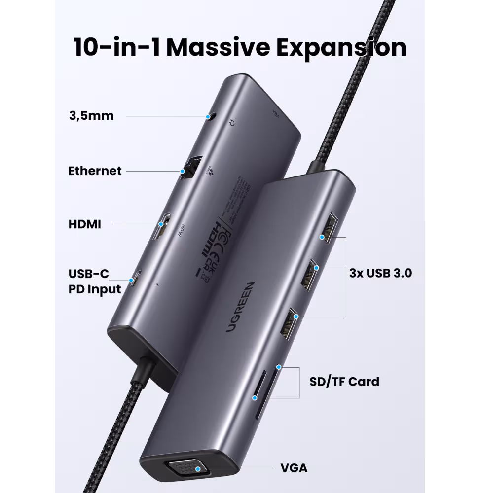 Ugreen Station d accueil USB-C 10 en 1 [15601] - vue 2