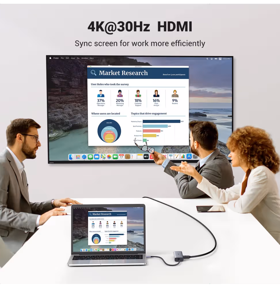 Ugreen Station d accueil USB-C 7 en 1  HDMI 4K [90568] - vue 4