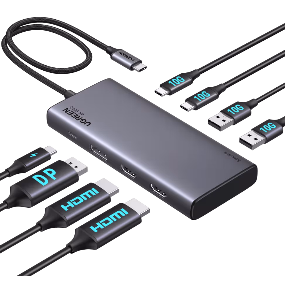 Ugreen Station d accueil USB-C 8 en 1  HDMI 2 DP [35625]