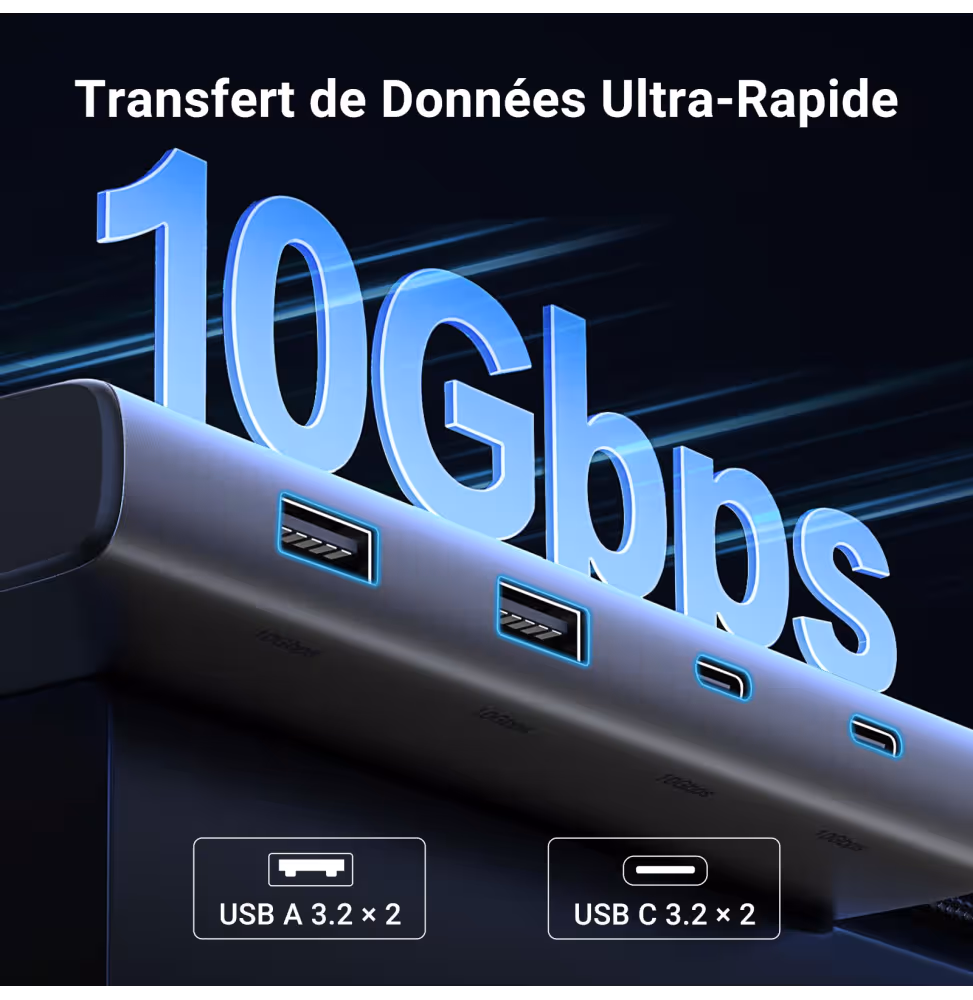 Ugreen Station d accueil USB-C 8 en 1  HDMI 2 DP [35625] - vue 4