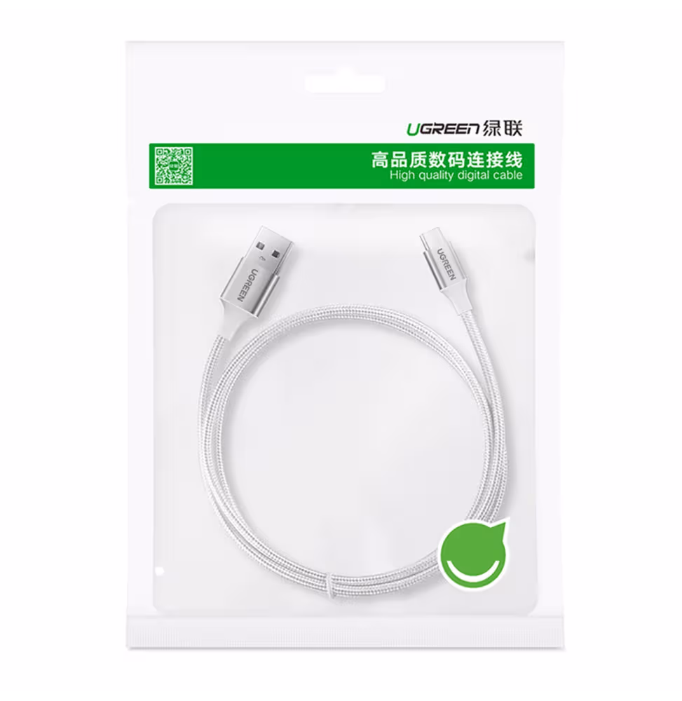 Ugreen USB-A 2.0 to USB-C Cable 1m Blanc [60131] - vue 7