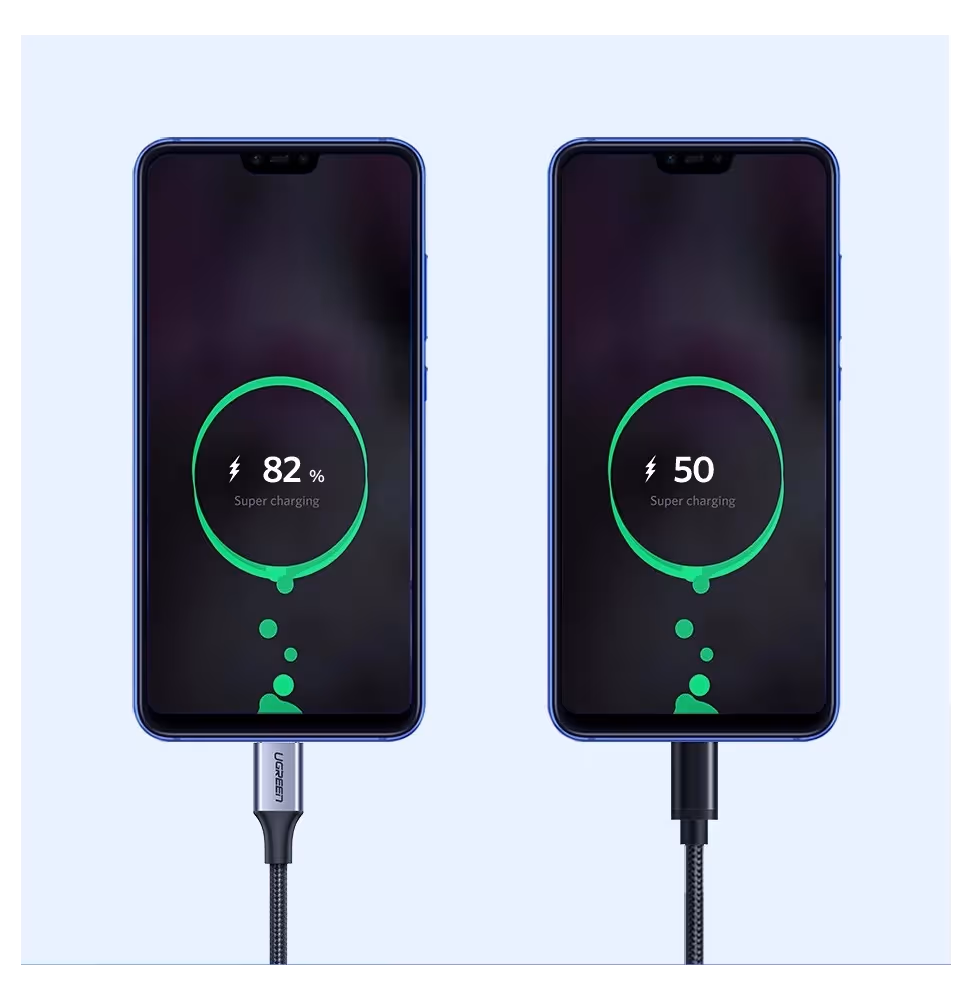 Ugreen USB-A to USB-C Cable 3A Noir 1m Tressé [60126] - vue 3