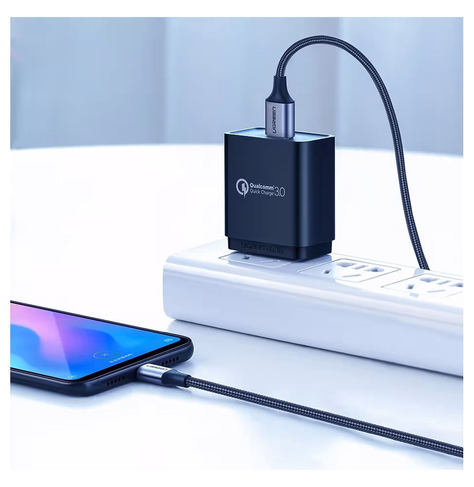 Ugreen USB-A to USB-C Cable 3A Noir 1m Tressé [60126] - vue 4