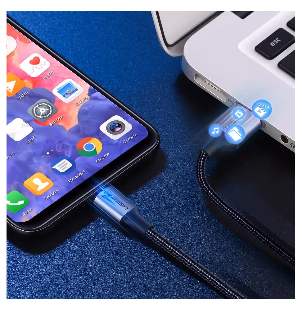 Ugreen USB-A to USB-C Cable 3A Noir 1m Tressé [60126] - vue 5